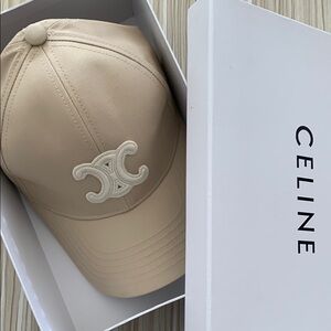Celine Beige Cap with Iconic Logo